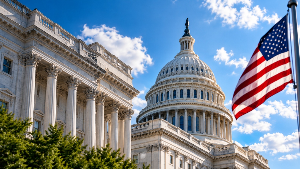 United States Capitol Dome and Flag